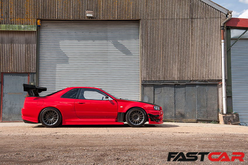 Side profile shot of Tuned Nissan Skyline GT-R R34